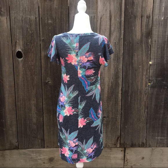 Gap basic palm grey pink short sleeve mini dress - Picture 3 of 4